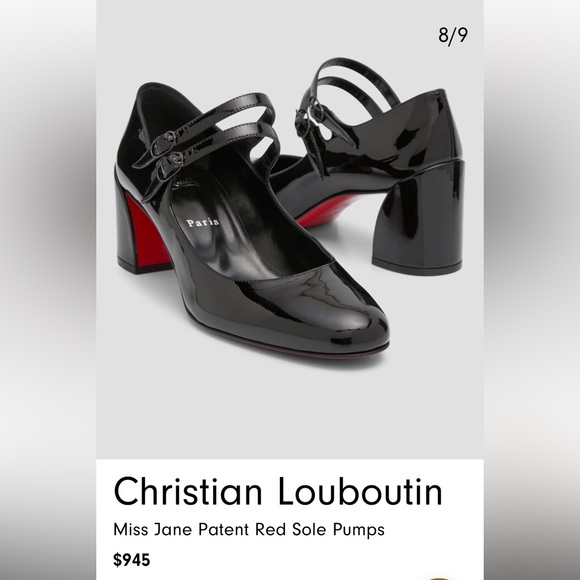 Christian Louboutin Miss Black Jane Patent Leather Red Sole Pumps.  Size 38.5 - Picture 12 of 13
